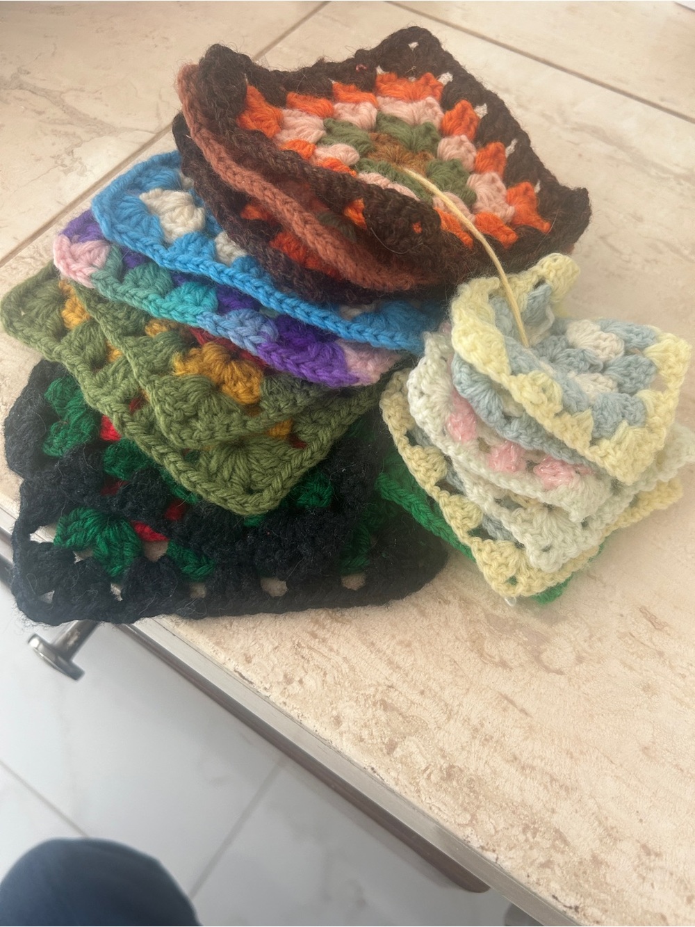 15 vintage individual crocheted granny squares